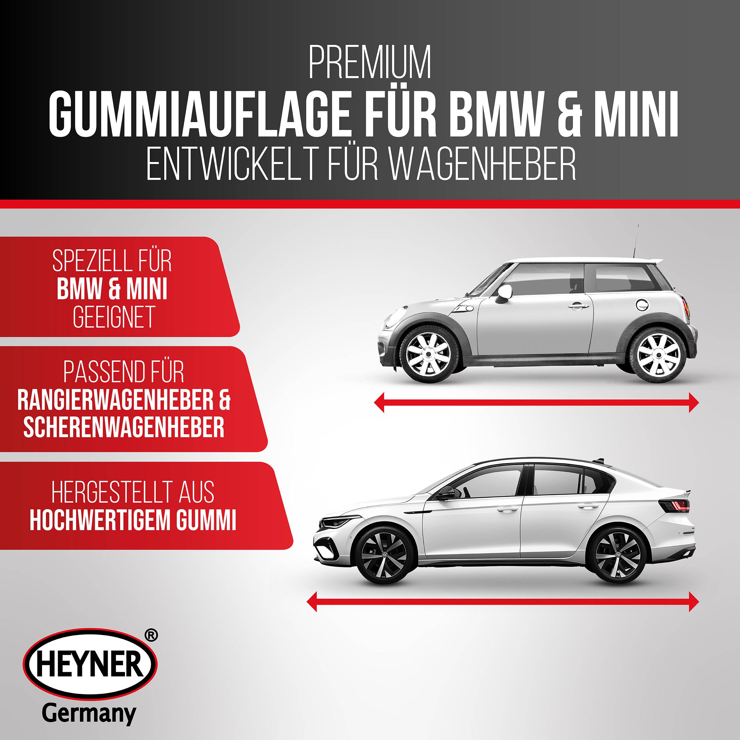 HEYNER® Gummiauflage Wagenheber rund 65 mm, passend für BMW, Mini passend für Rangierwagenheber &