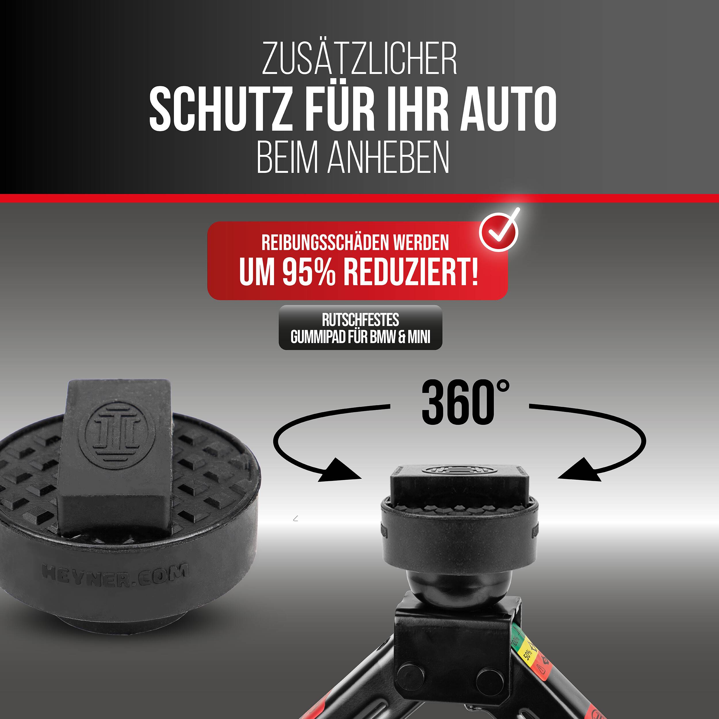 HEYNER® Gummiauflage Wagenheber rund 65 mm, passend für BMW, Mini passend für Rangierwagenheber &