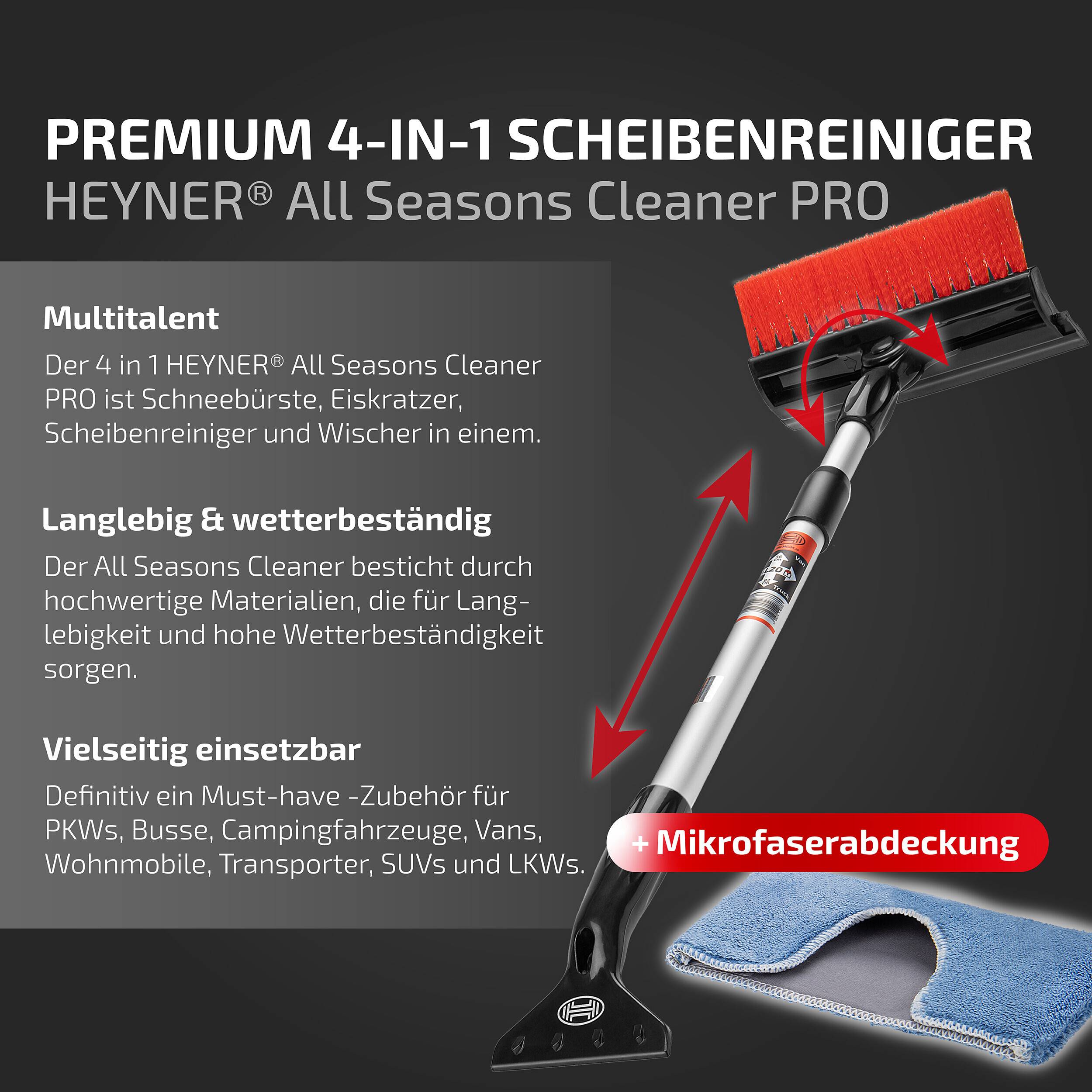Heyner® All Scheibenreiniger 4‑in‑1 mit Bürste, Eiskratzer, 20 cm Wischer