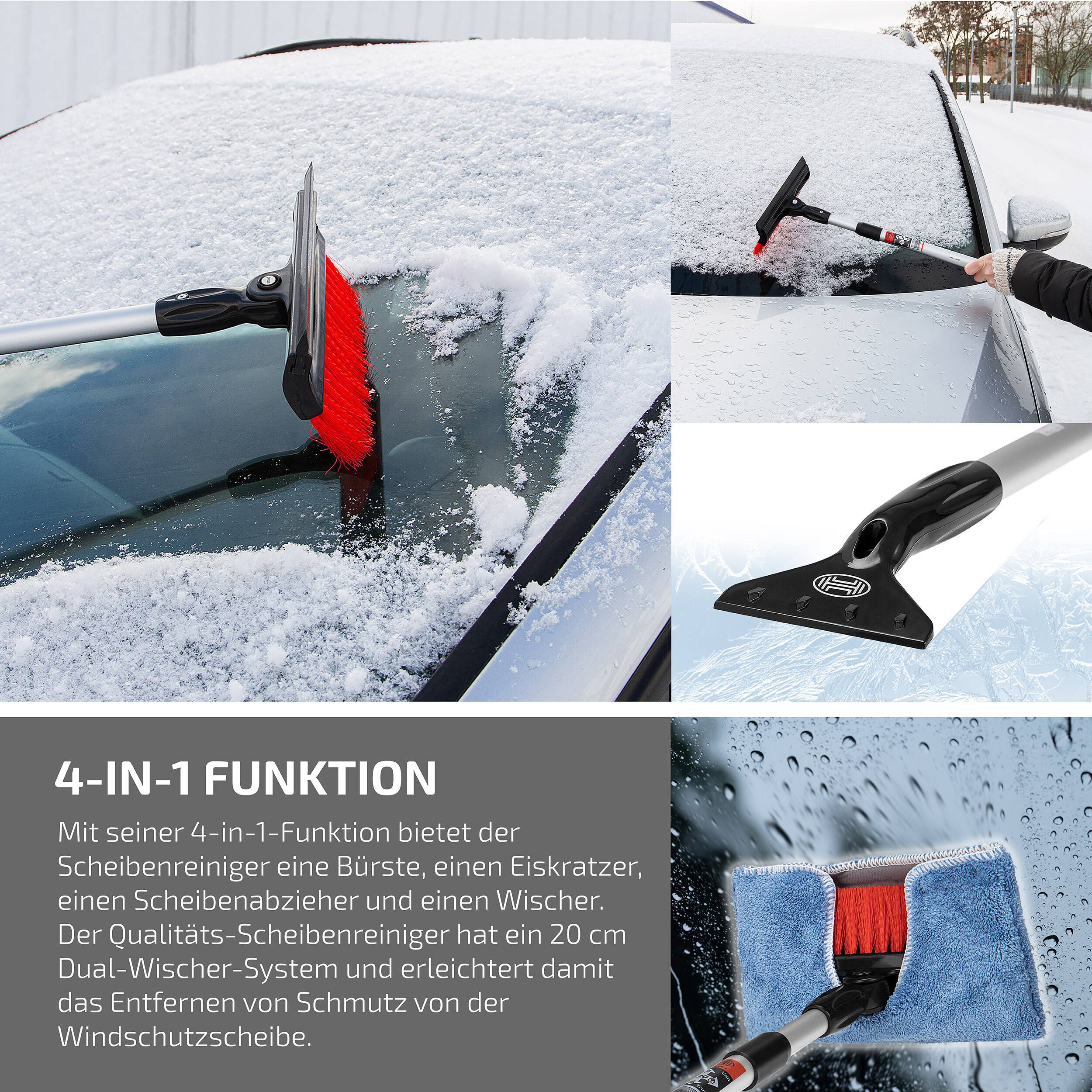 Heyner® All Scheibenreiniger 4‑in‑1 mit Bürste, Eiskratzer, 20 cm Wischer