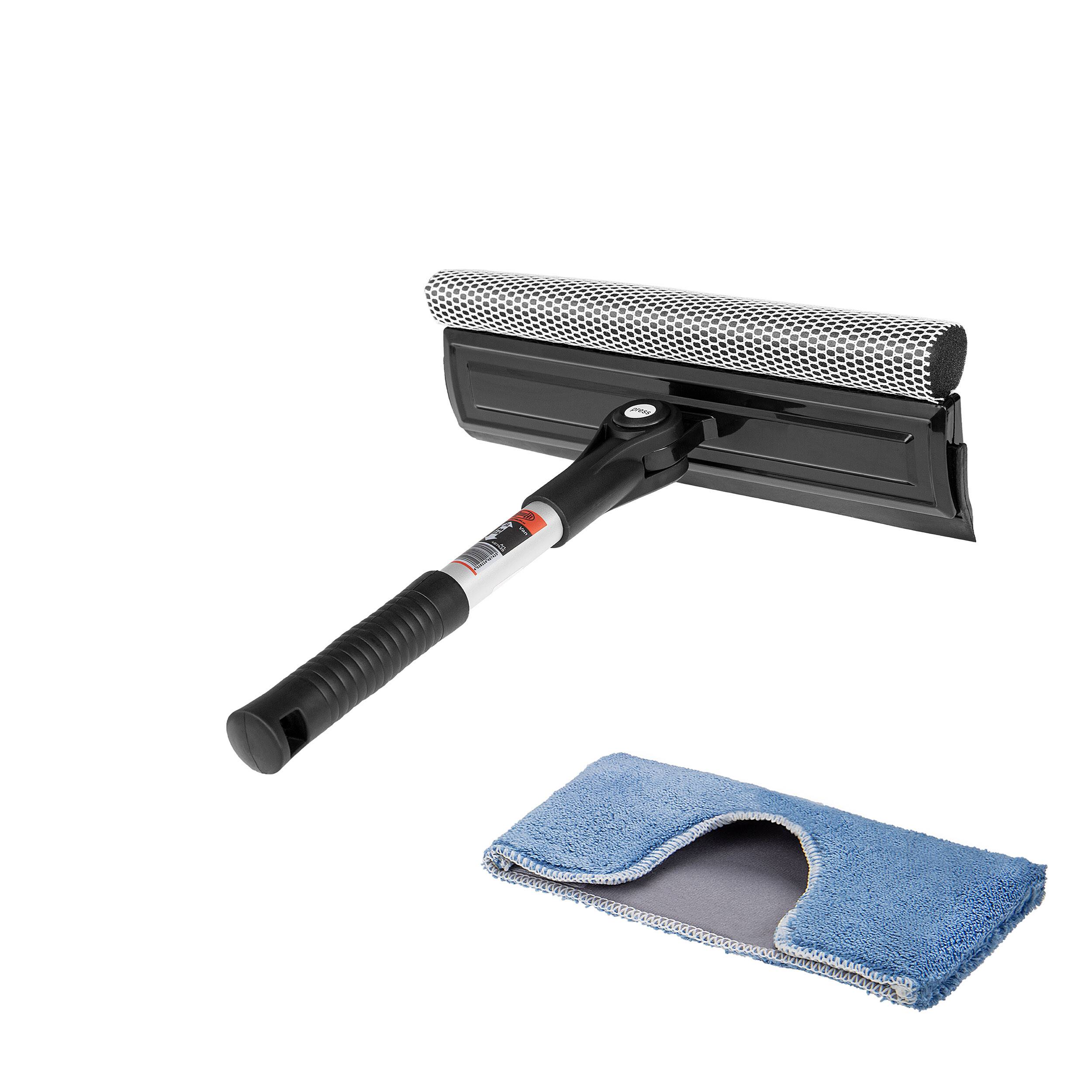 Heyner® Scheibenreiniger faltbar 25 cm mit klappbarem Kopf und ergonomischem Griff – inkl. Mikrofaser-Abdeckung für Pkw,