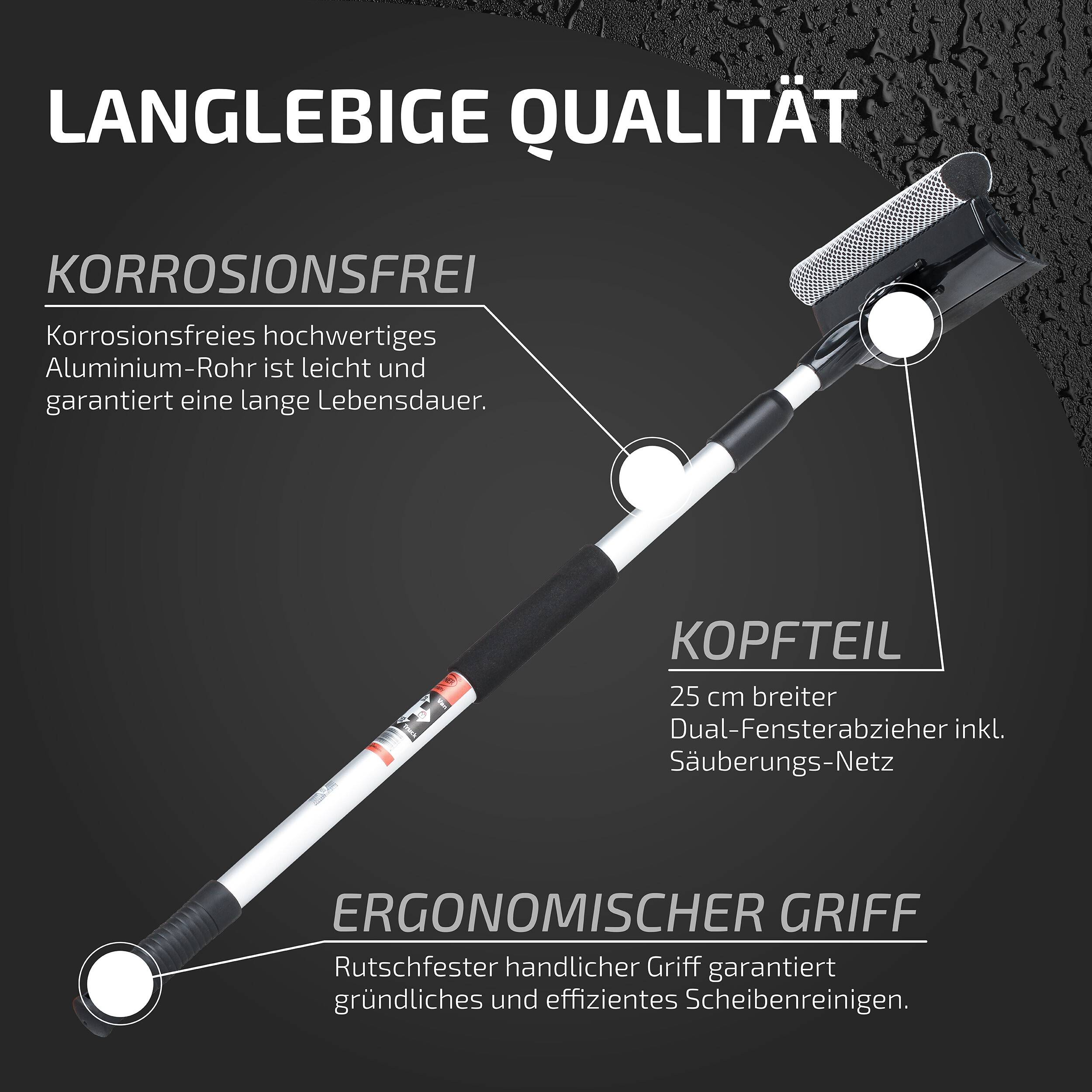 HEYNER® Scheibenreiniger-Set faltbar, 25 cm breit, inkl. Abdeckung & Stiel Reinigungs-Bundle mit Teleskop-Griff