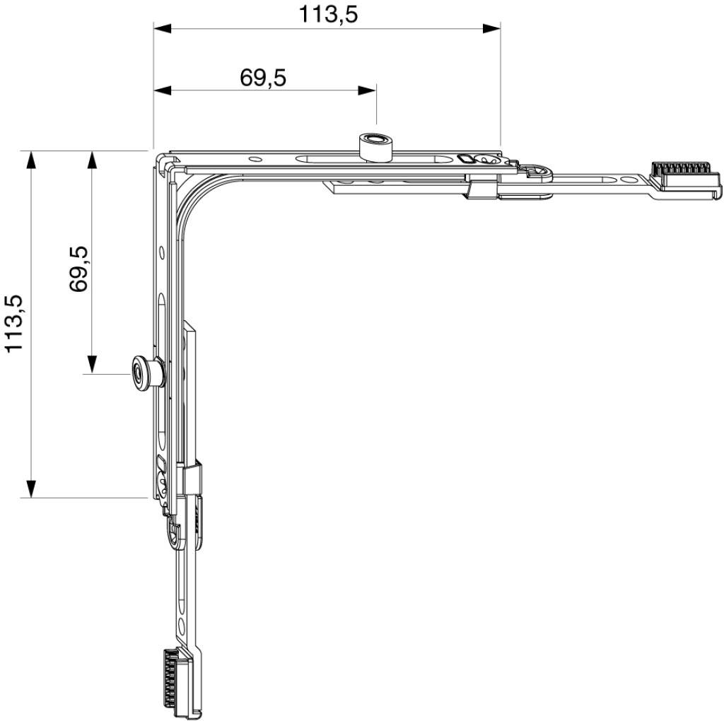 MACO Multi-Matic EckumlenkungDie MACO Multi-Matic Eckumlenkung mit 1 IS-Zapfen und 1 K FFB ist die ideale Lösung für Ihre Fenster. Mit ihrer silbern