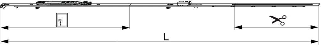 MultiMatic Stulpflügelgetriebe Gr.1090- für 1 i.S.Zapfen- konstant- Flügelfalzhöhe 841-1090mm- Griffsitzhöhe 400mm- Silber