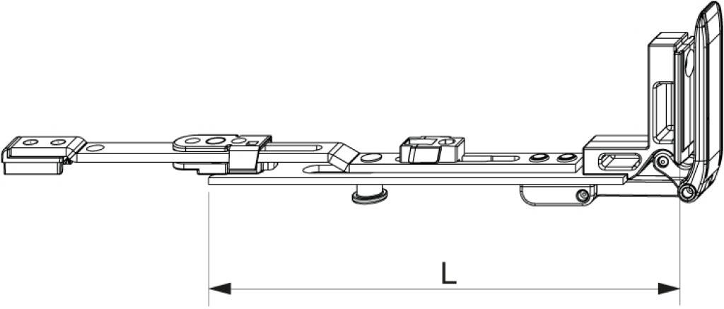 Stulpflügelverschluss verlängerbar mit 1 i.S.Zapfen für Flügelfalzbreite 240-1650mm in Silber