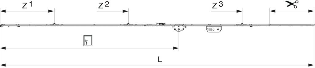 DrehKipp-Getriebe konstant MultiMatic Gr. 2200- Dornmaß 40mm- sperrbar für PZ- mit 3 i.S. Zapfen- Flügelfalzhöhe 1951-2200mm- Griffsitzhö