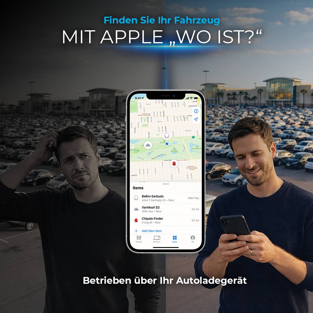AutoSky KFZ Ladegerät mit GPS Tracker kompatibel mit Apple "Wo ist?" iPhone Auto