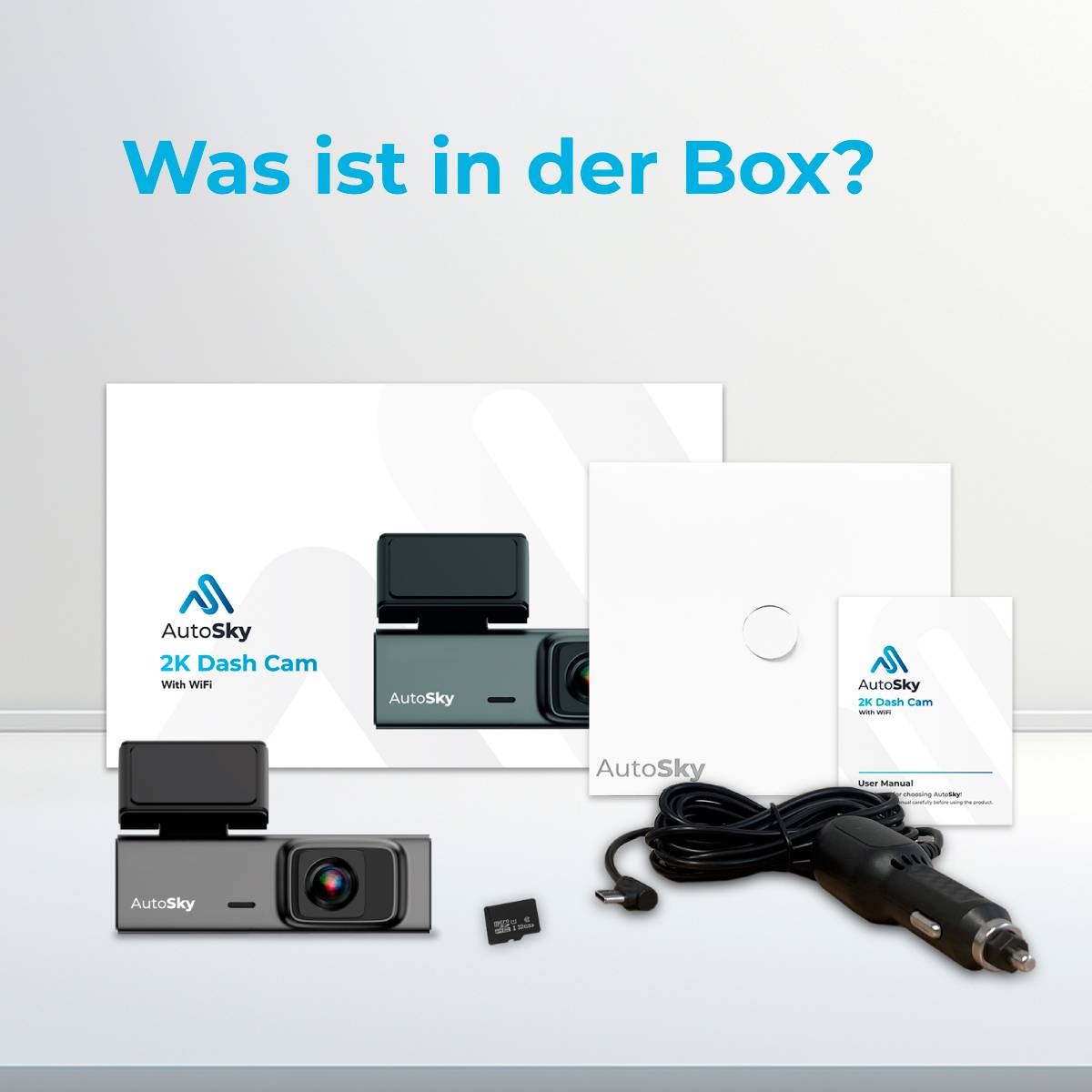 AutoSky 2K Dashcam Auto Kamera mit WLAN G Sensor Loop Aufnahme 32GB SD Karte