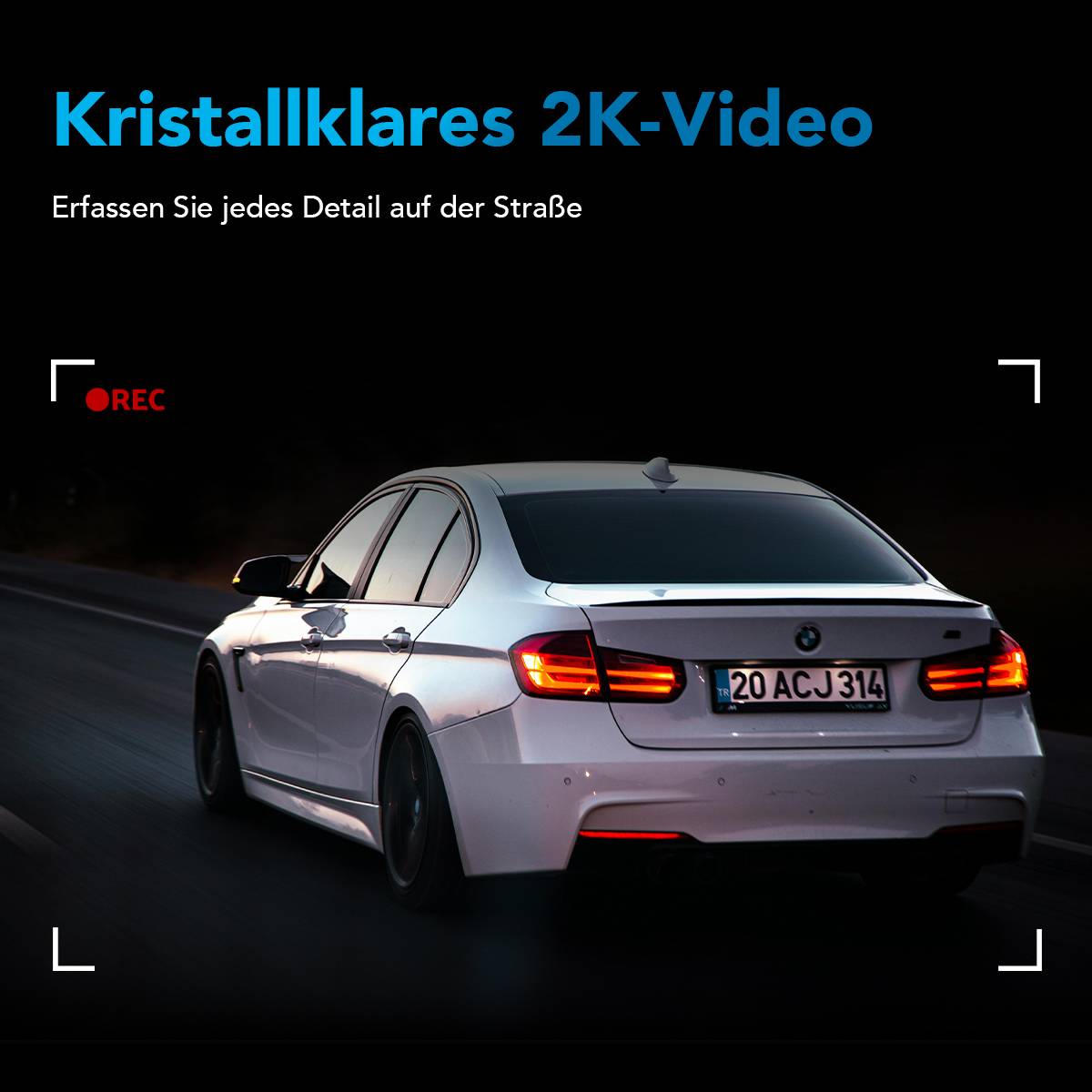 AutoSky 2K Dashcam Auto Kamera mit WLAN G Sensor Loop Aufnahme 32GB SD Karte
