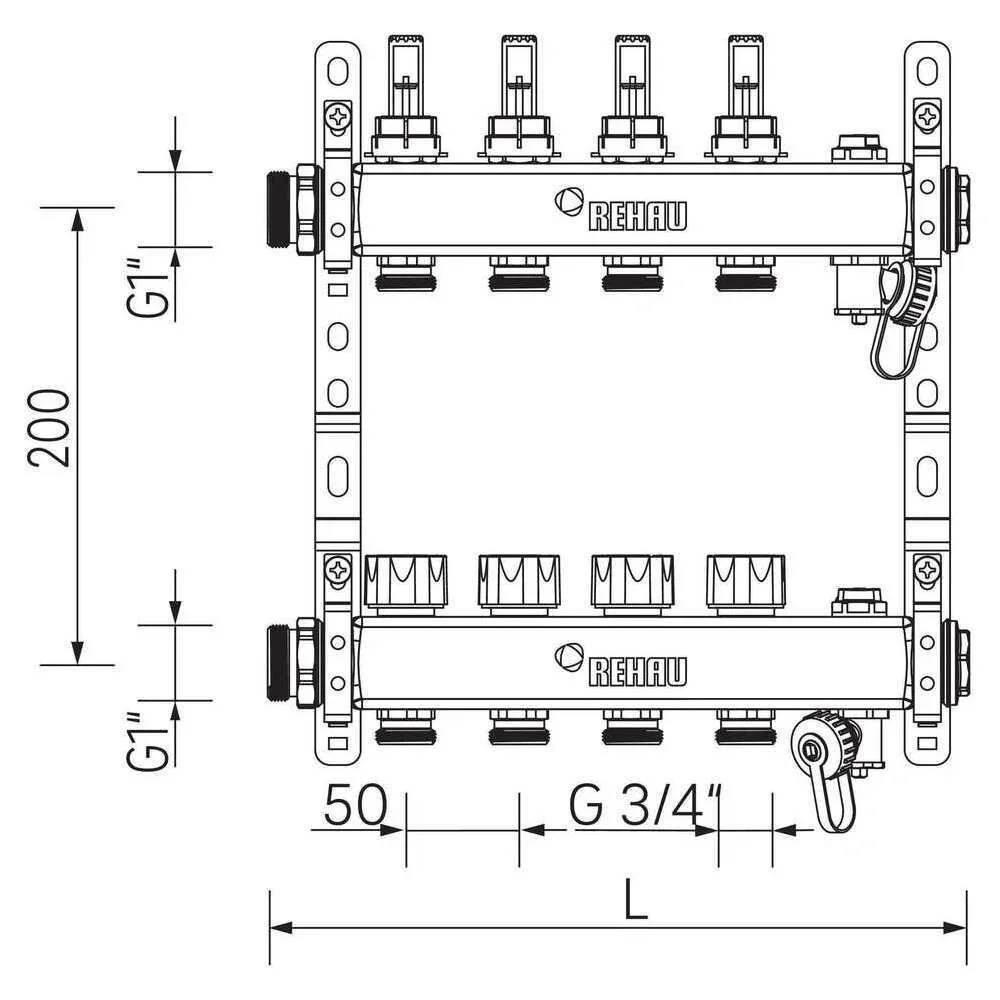 REHAU Verteiler HKV-D AG V2A, 14 Kreise, 1 Stk.