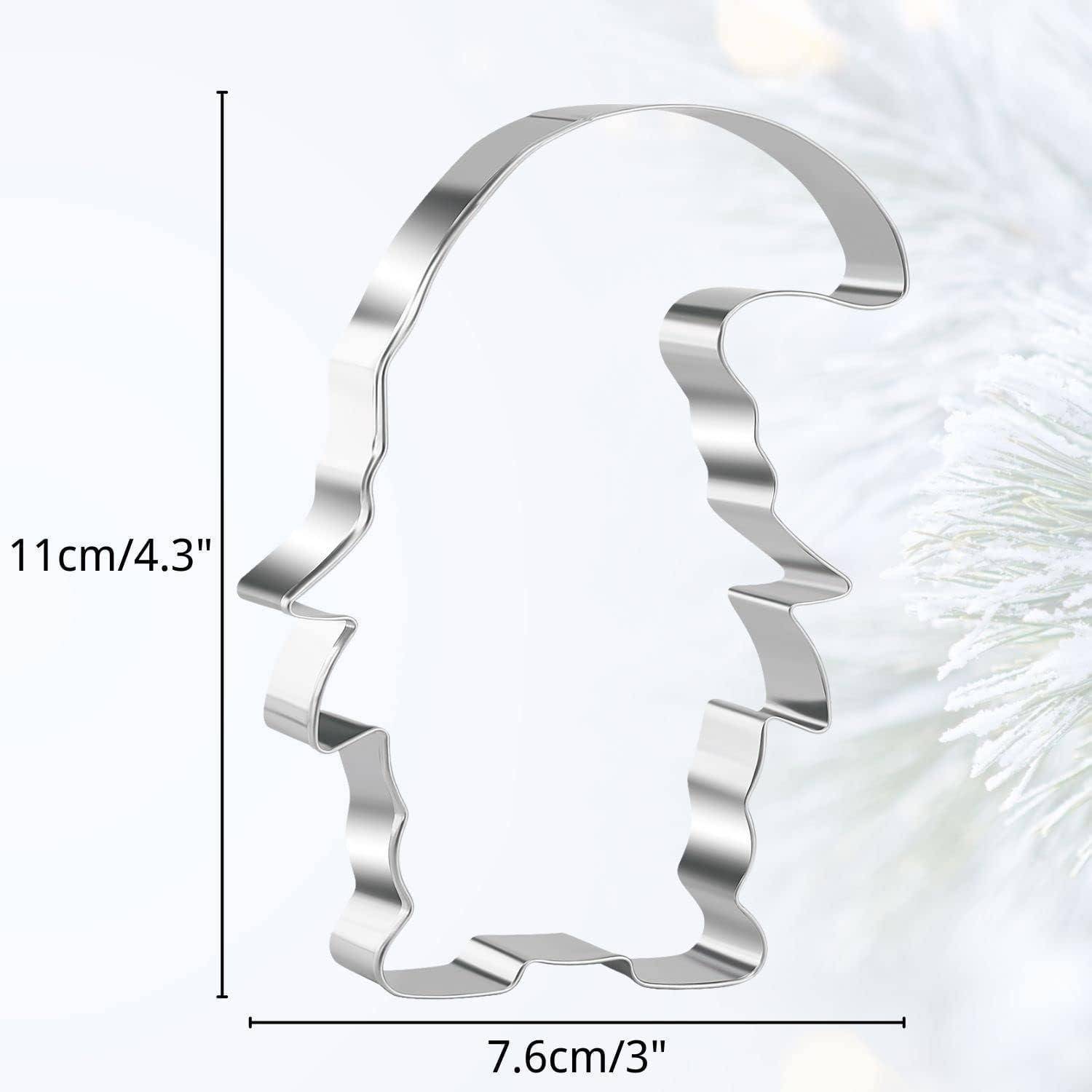 Metallform in Pinuinform, angezeigt mit Größenangaben 11 cm/4,3 Zoll hoch und 7,6 cm/3 Zoll breit.