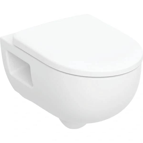 Geberit Renova Set, Wand-WC, Tiefspüler, teilgeschlossenes Keramikdesign, TurboFlush, mit WC-Sitz, 1 Stk.