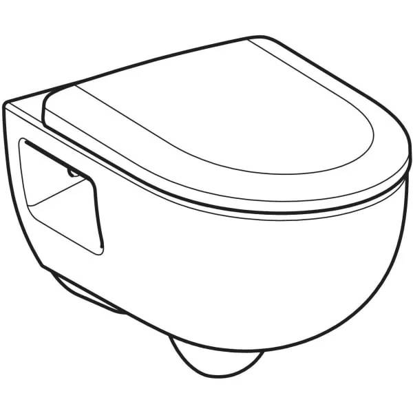 Geberit Renova Set, Wand-WC, Tiefspüler, teilgeschlossenes Keramikdesign, TurboFlush, mit WC-Sitz, 1 Stk.