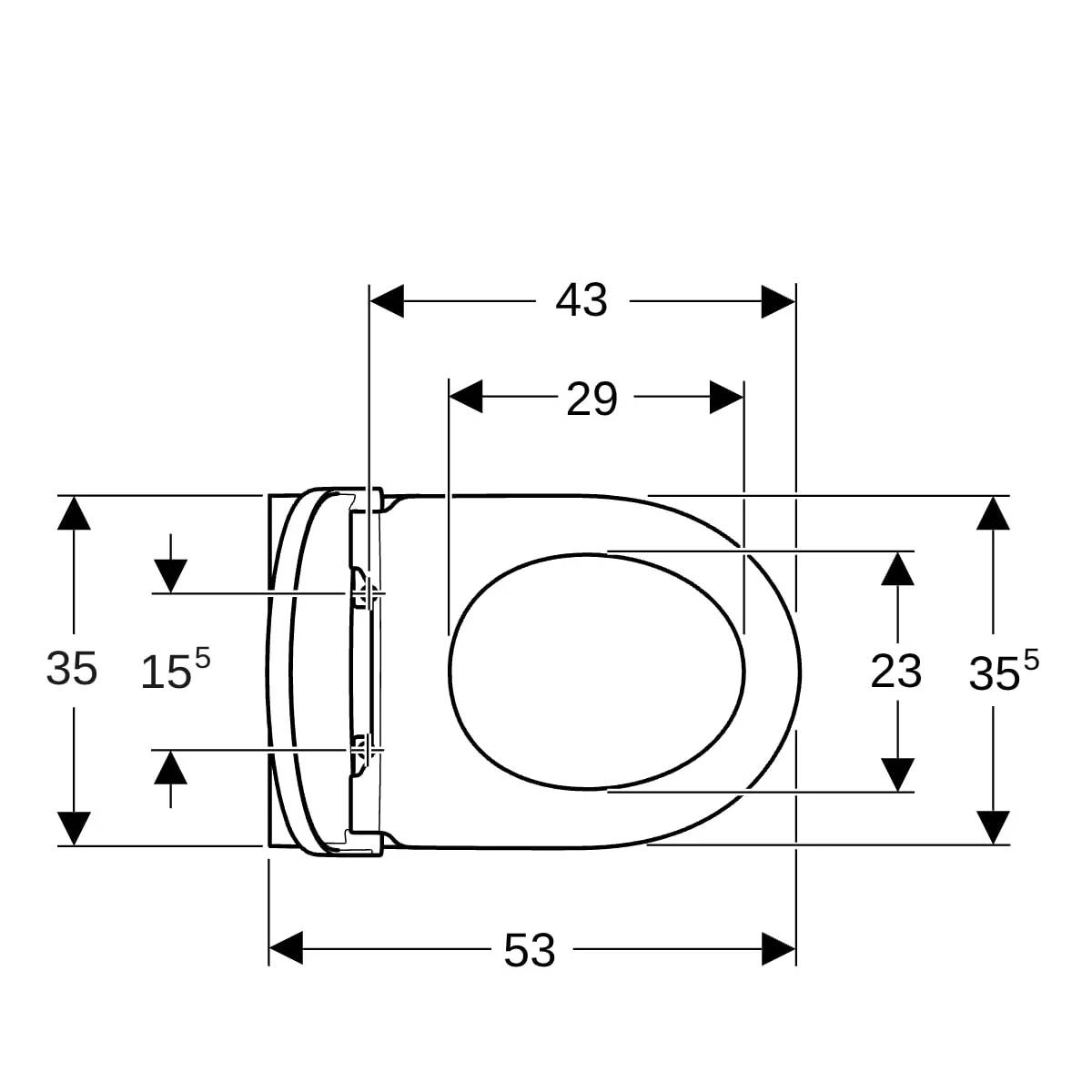 Geberit Renova Set, Wand-WC, Tiefspüler, teilgeschlossenes Keramikdesign, TurboFlush, mit WC-Sitz, 1 Stk.