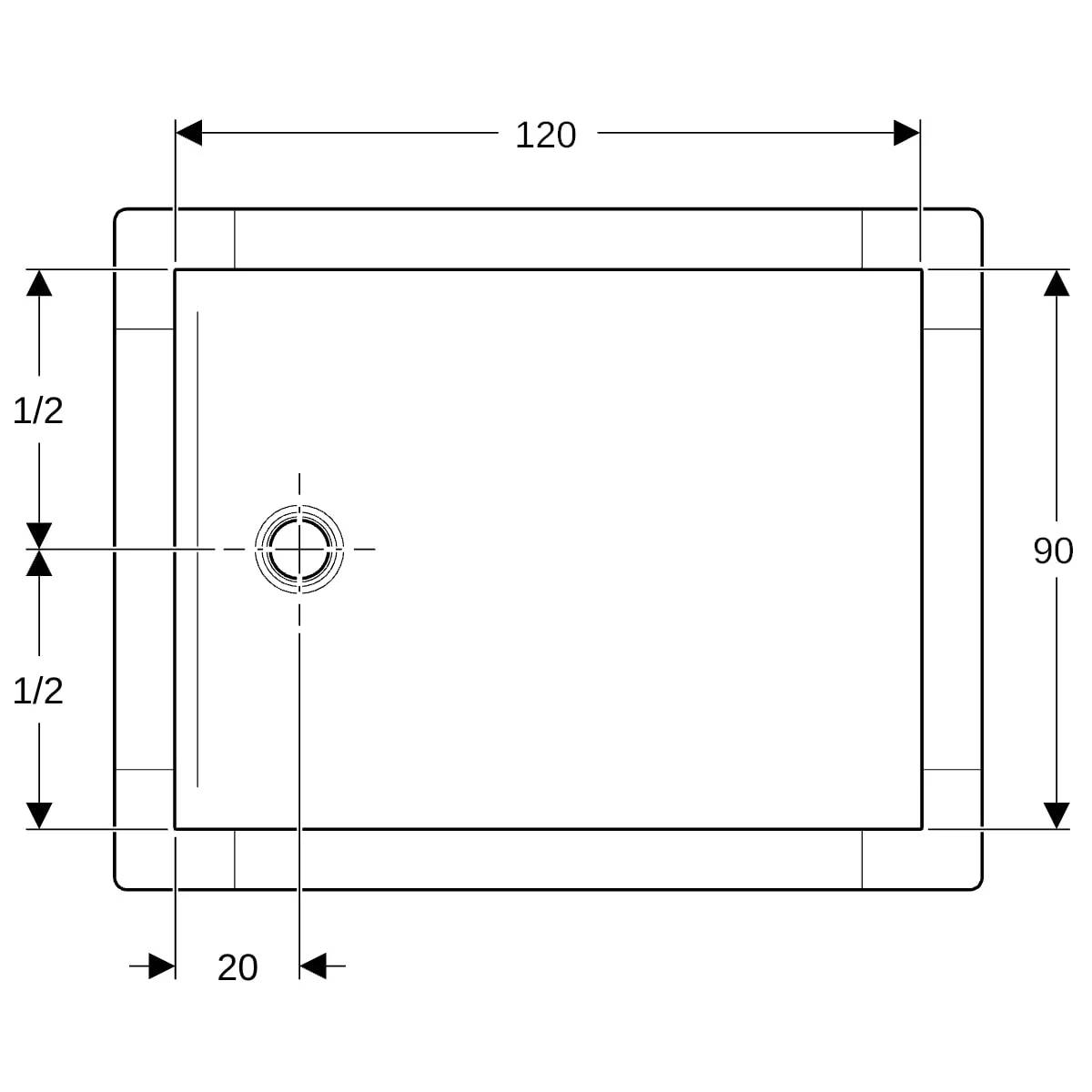 Geberit CleanFloor30 Duschfläche mit Dichtvlies, weiß, 120x90cm, 1 Stk.