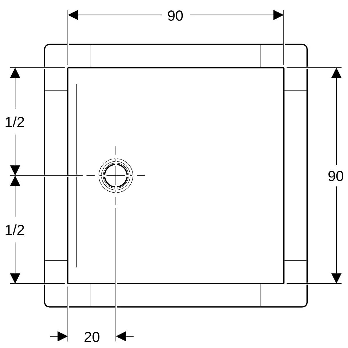 Geberit CleanFloor30 Duschfläche mit Dichtvlies, weiß, 90x90cm, 1 Stk.