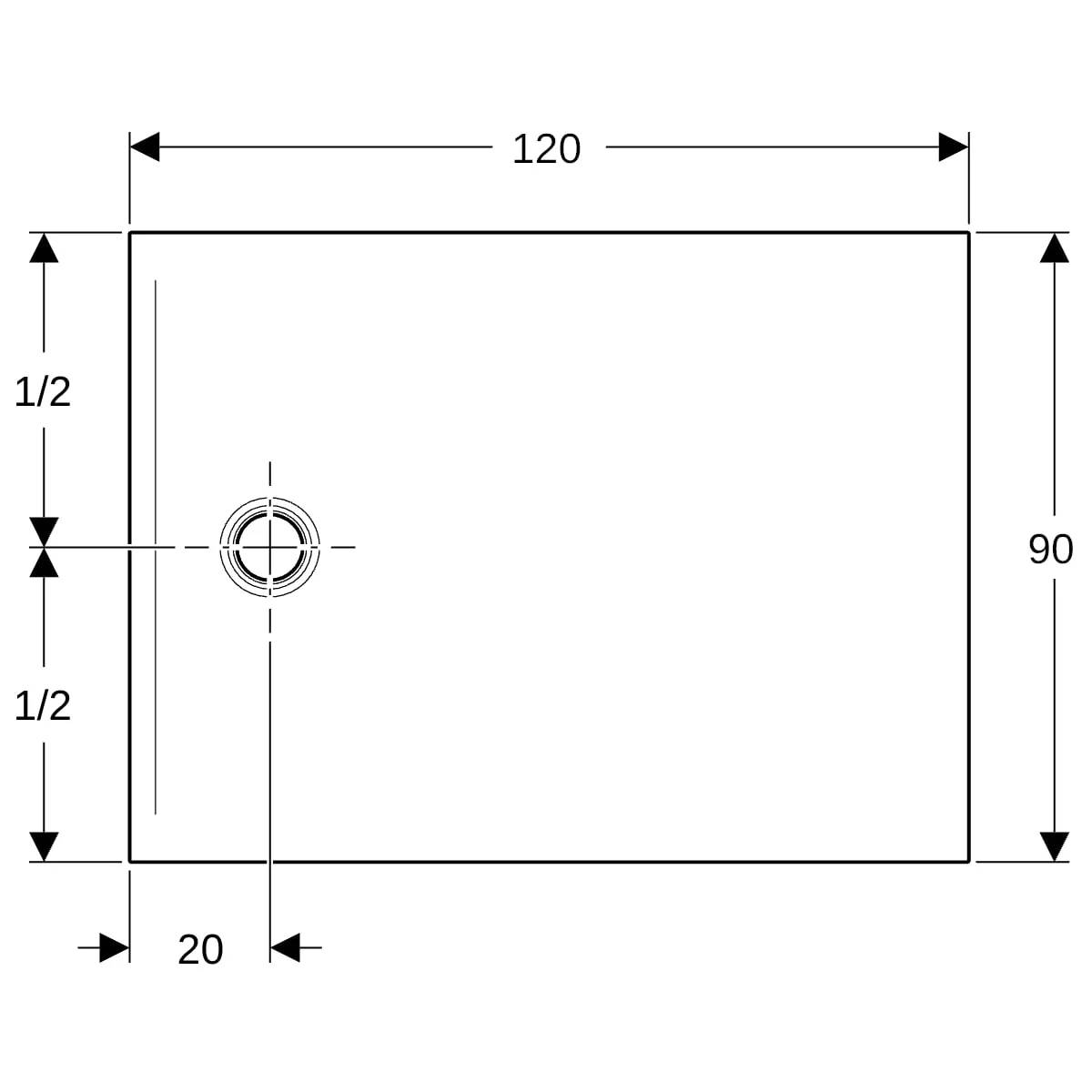 Geberit CleanFloor30 Duschfläche weiß, 120x90cm, 1 Stk.