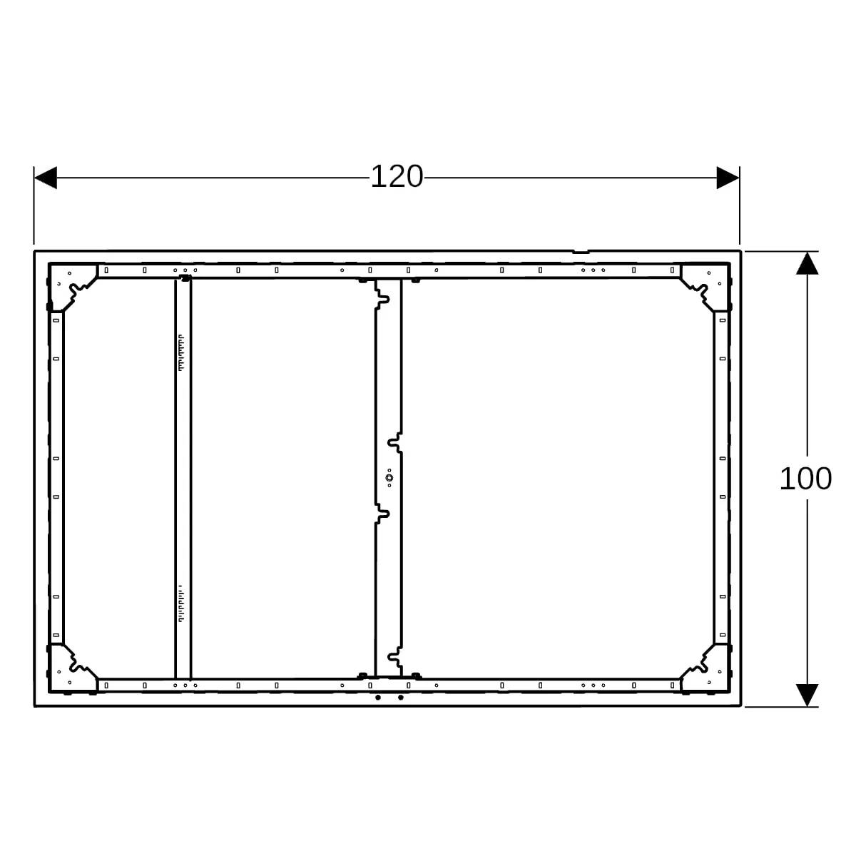 Geberit Duofix Installationsrahmen für Duschfläche 110–140 cm, für sieben Füße, 120x100 cm, 1 Stk.