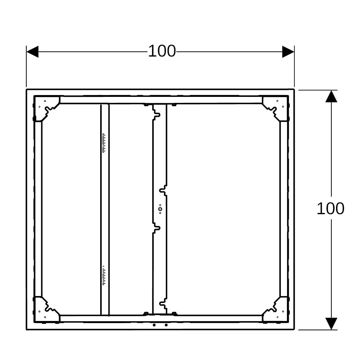 Geberit Duofix Installationsrahmen für Duschfläche bis 100 cm, für fünf Füße, 100x100 cm, 1 Stk.