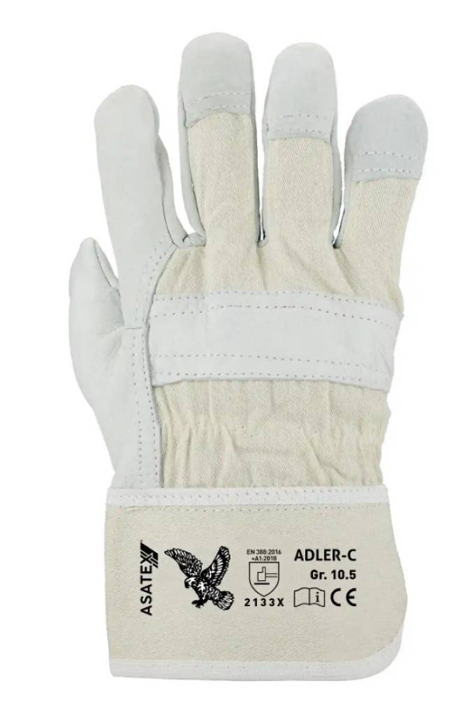 Der ASATEX Rindvolllederhandschuh Adler-C natur Gr. 10,5 bietet eine hervorragende Kombination aus Komfort und Schutz für professionelle Anwender