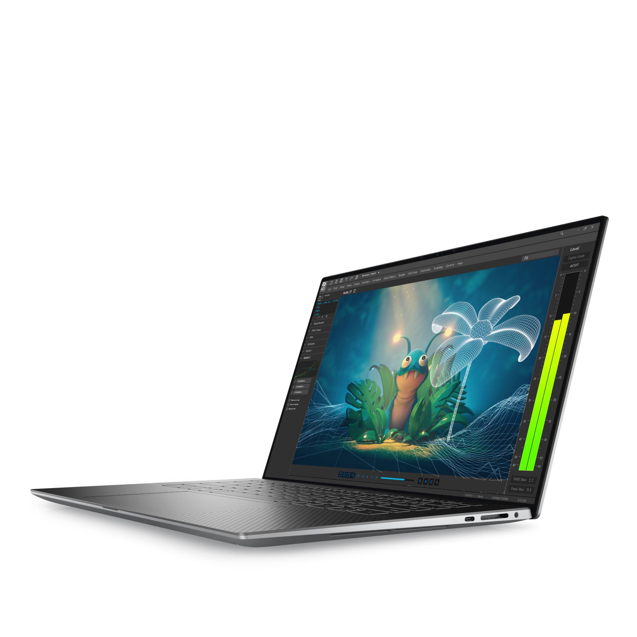 Dünner silberner Laptop, der eine farbenfrohe digitale Illustration eines Froschs zwischen leuchtenden Pflanzen auf seinem Bildschirm zeigt.