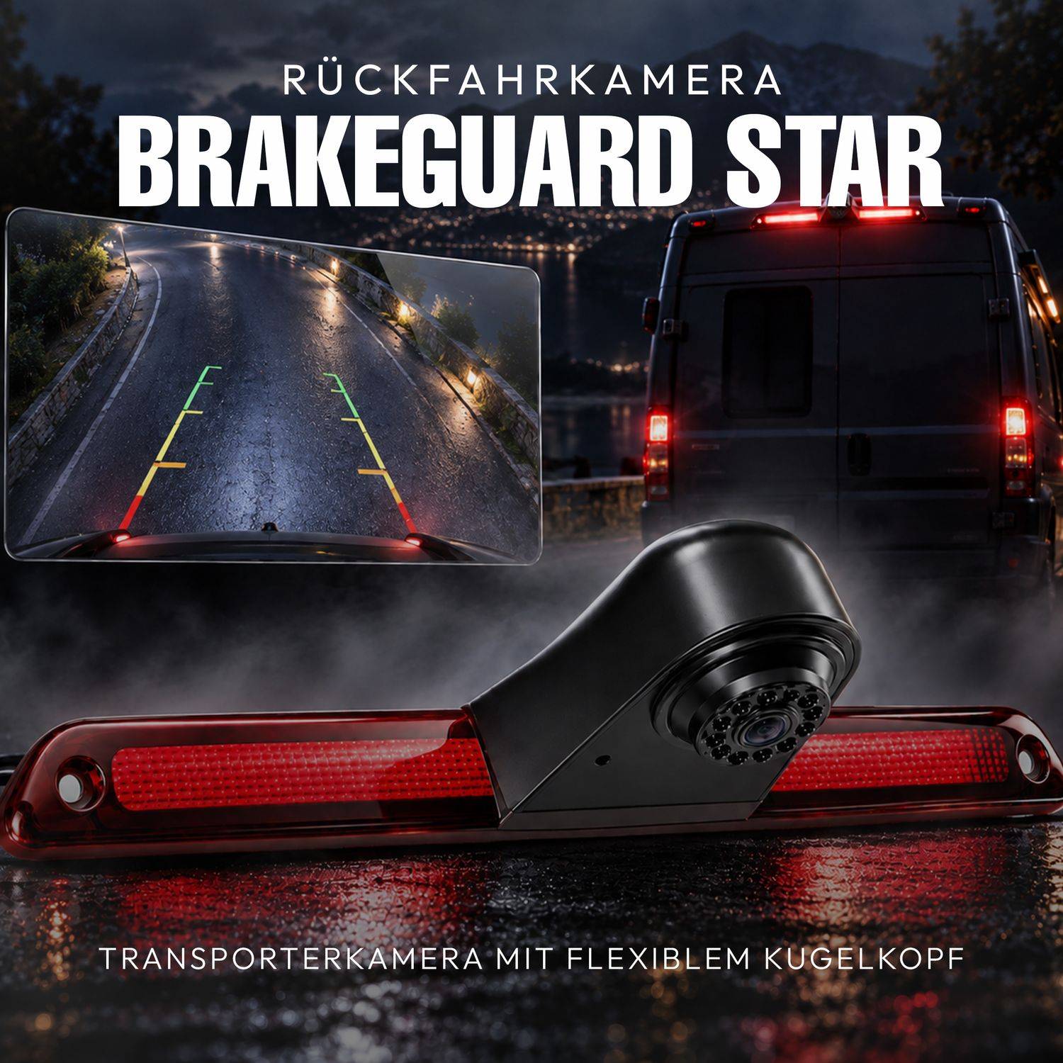 VSG24 Rückfahrkamera BRAKEGUARD STAR | Kugelkopf- HD 1080P Rückfahrkamera Kleintransporter RV-23592