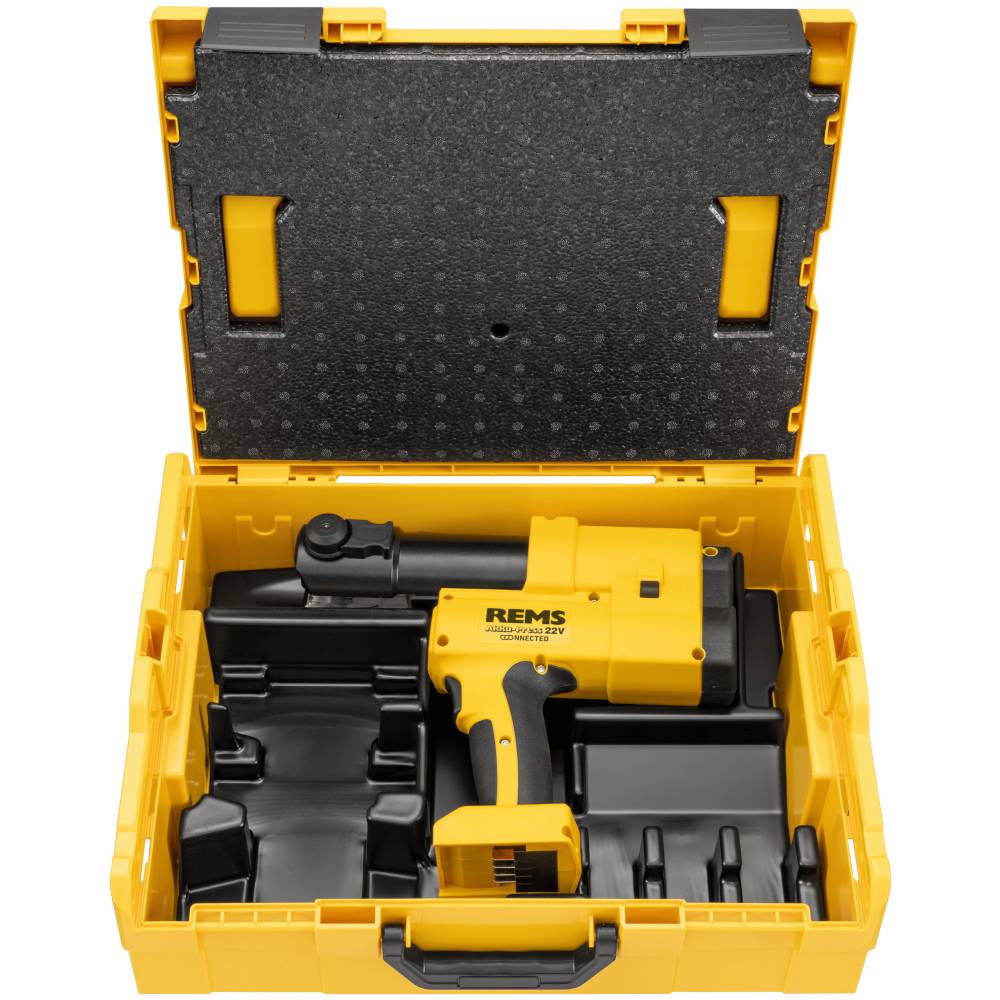 REMS Akku-Press 22V Connected - Akku-Radialpresse 32 kN - Ø 10 bis 108 mm - ohne Akku und Ladegerät - in L-Boxx
