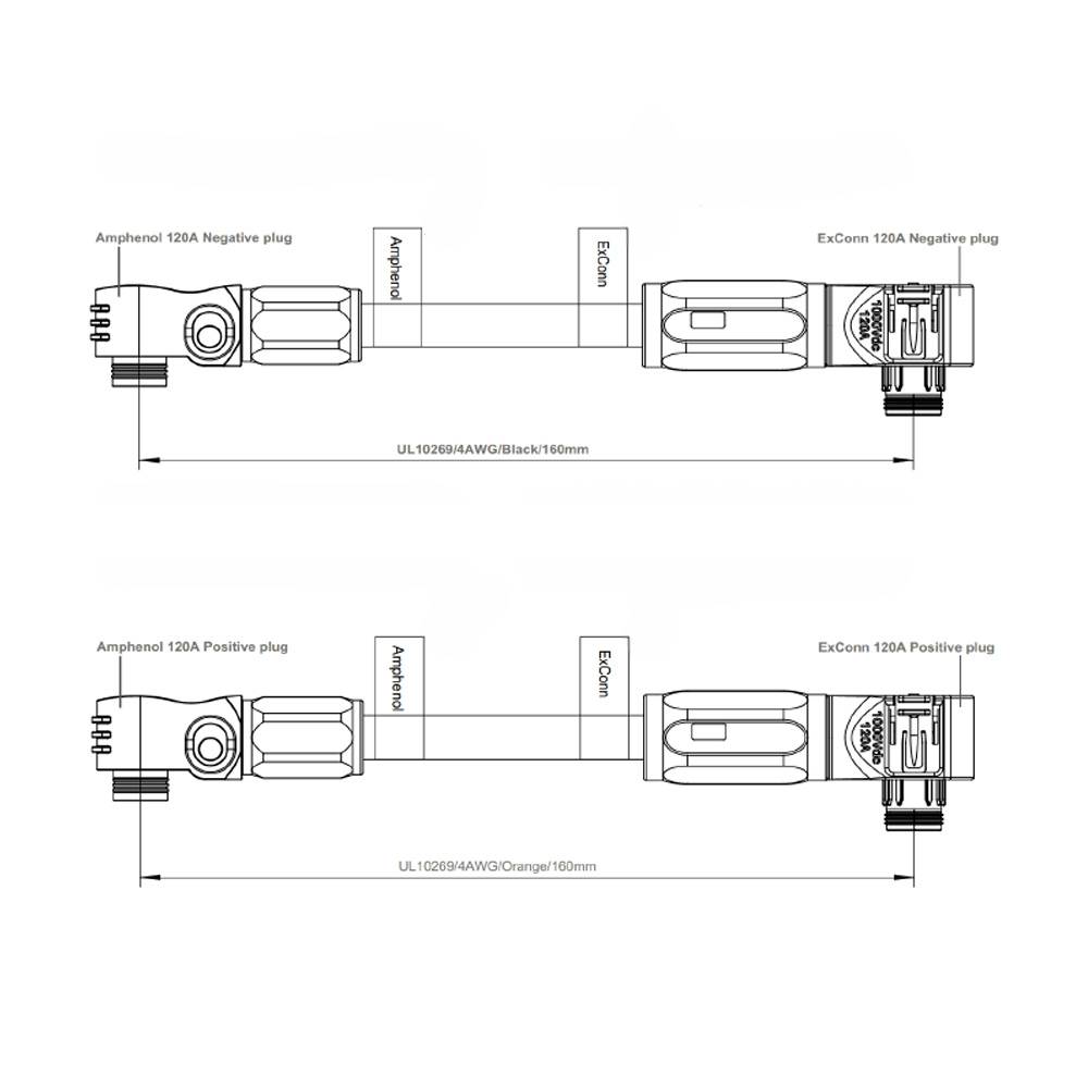 Pytes 4AWG Verbindungskabel Amphenol-ExConn 21mm² 160mm für E-Box 48100R/48100 TE+