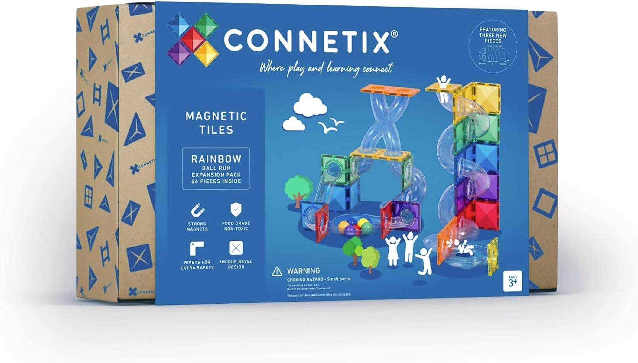 CONNETIX Magnetbausteine Regenbogen Ball Run Packen Kugelbahn 66 Stück 3+