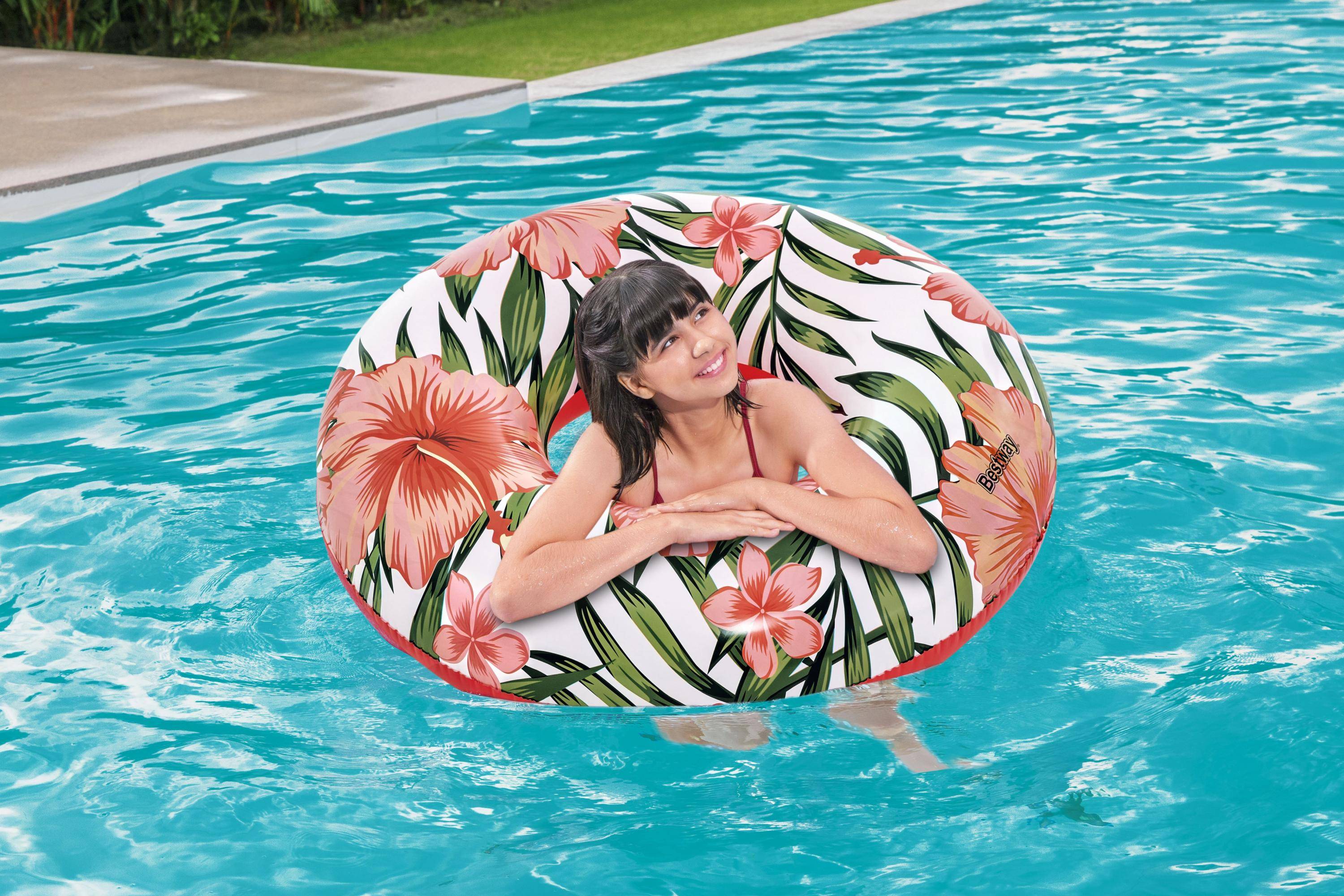 Bestway 36237 - Schwimmring Aloha mit Tropical Palms - Ø 119 cm - Rosa