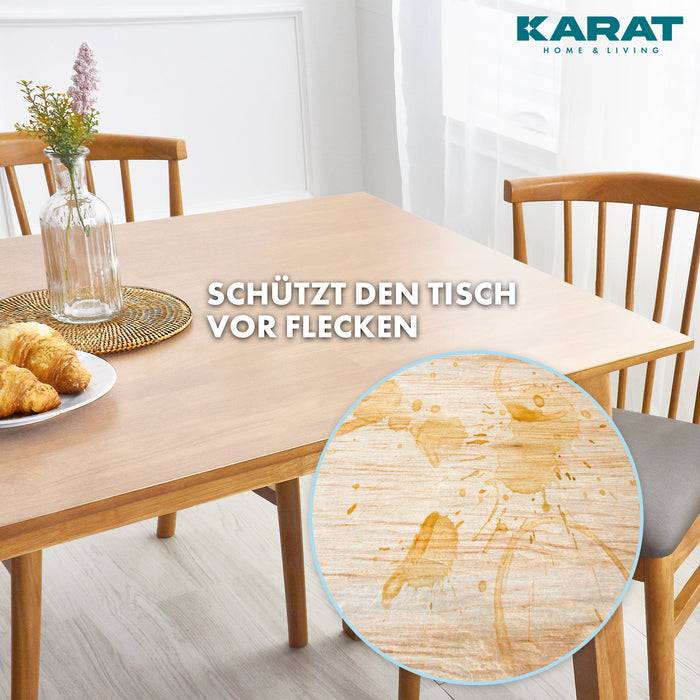 FLOORDIREKT Tischfolie Empire - Transparente Tischschutzfolie mit abgeschrägter Kante - 90 x 210 cm