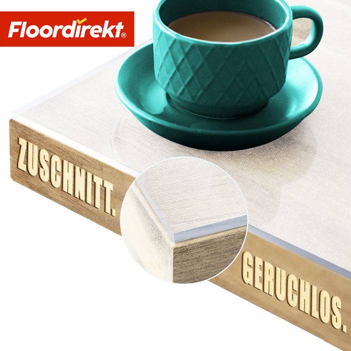 FLOORDIREKT Tischfolie Neo Milky - Halbtransparente Tischschutzfolie mit geradem Schnitt - 115 x 70 cm