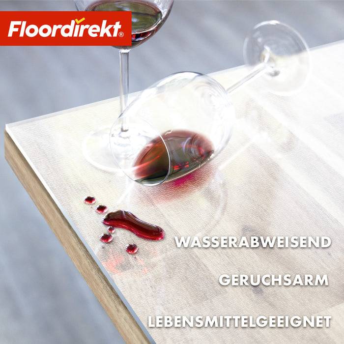 FLOORDIREKT Tischfolie Neo Milky - Halbtransparente Tischschutzfolie mit geradem Schnitt - 110 x 65 cm