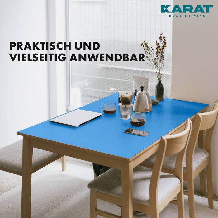 FLOORDIREKT Tischfolie Empire - Tischschutzfolie mit abgeschrägter Kante - Blau - 80 x 40 cm
