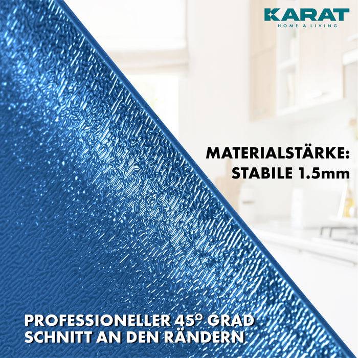 FLOORDIREKT Tischfolie Empire - Tischschutzfolie mit abgeschrägter Kante - Blau - 80 x 120 cm