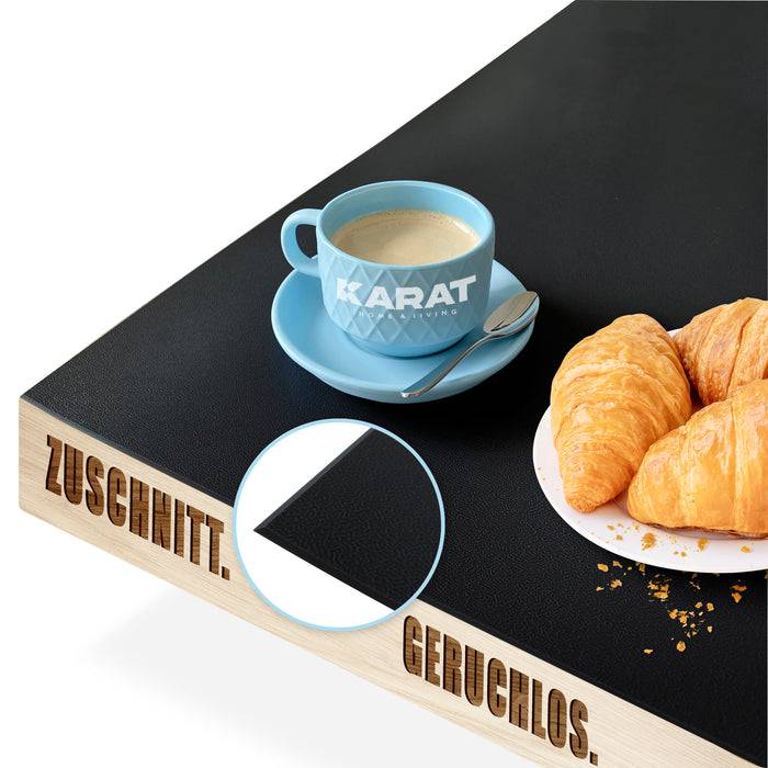 FLOORDIREKT Tischfolie Empire - Tischschutzfolie mit abgeschrägter Kante - Schwarz - 80 x 40 cm