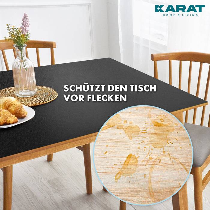 FLOORDIREKT Tischfolie Empire - Tischschutzfolie mit abgeschrägter Kante - Schwarz - 80 x 110 cm