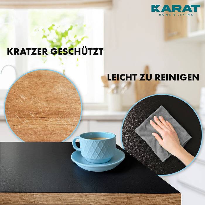 FLOORDIREKT Tischfolie Empire - Tischschutzfolie mit abgeschrägter Kante - Schwarz - 100 x 190 cm