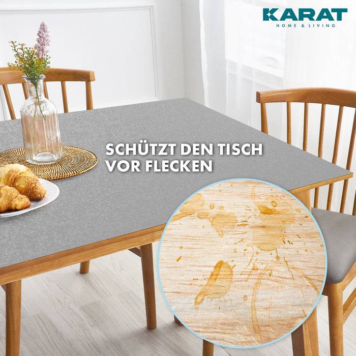 FLOORDIREKT Tischfolie Empire - Tischschutzfolie mit abgeschrägter Kante - Hellgrau - 80 x 120 cm