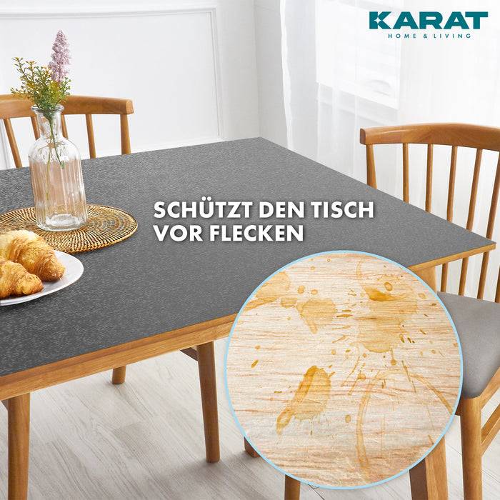 FLOORDIREKT Tischfolie Empire - Tischschutzfolie mit abgeschrägter Kante - Dunkelgrau - 100 x 180 cm