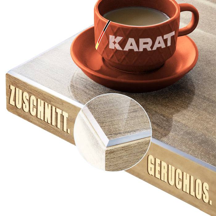 FLOORDIREKT Tischfolie Imperial - Tischschutzfolie mit abgeschrägter Kante - Transparent mattiert - 90 x 240 cm