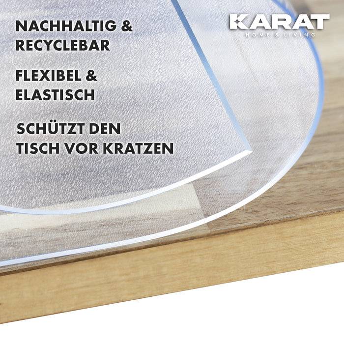 FLOORDIREKT Tischfolie Crystal - Tischschutzfolie mit abgeschrägter Kante - Transparent mattiert - 90 x 130 cm
