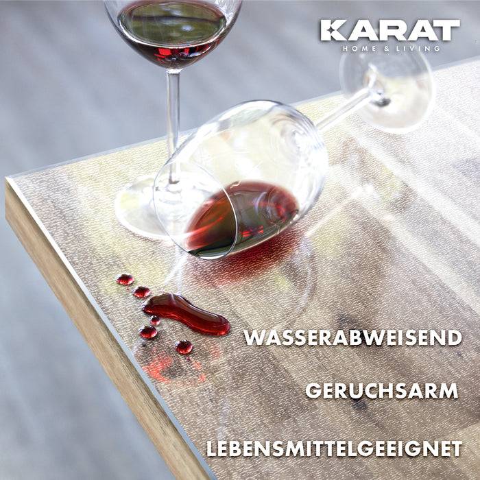FLOORDIREKT Tischfolie Imperial - Tischschutzfolie mit abgeschrägter Kante - Transparent mattiert - 100 x 220 cm