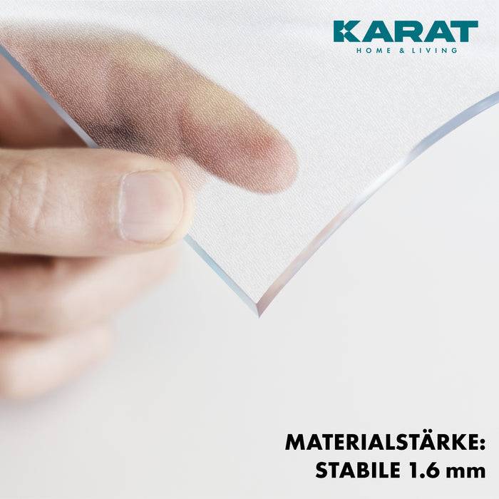 FLOORDIREKT Tischfolie Crystal - Tischschutzfolie mit abgeschrägter Kante - Transparent mattiert - 100 x 240 cm