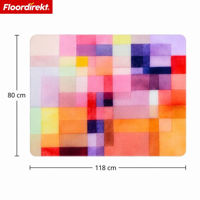 FLOORDIREKT Design Bodenschutzmatte Prisma - Strapazierfähige Bürostuhlunterlage aus Spezial PVC - 80 x 118 cm