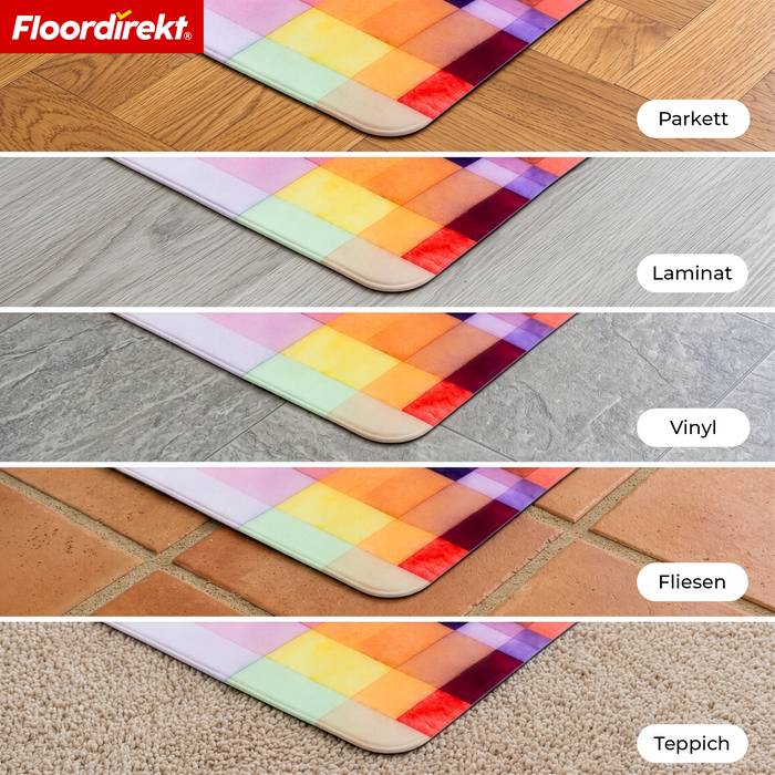 FLOORDIREKT Design Bodenschutzmatte Prisma - Strapazierfähige Bürostuhlunterlage aus Spezial PVC - 80 x 118 cm