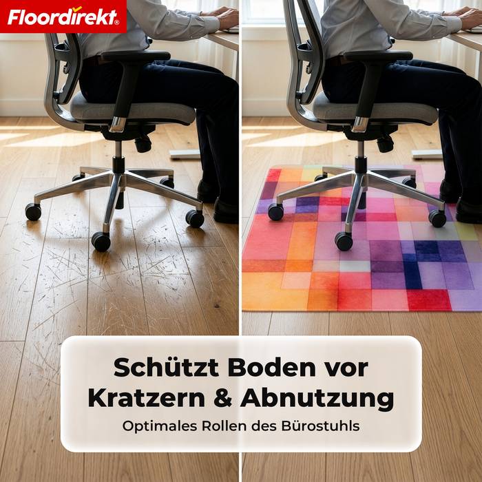 FLOORDIREKT Design Bodenschutzmatte Prisma - Strapazierfähige Bürostuhlunterlage aus Spezial PVC - 80 x 118 cm