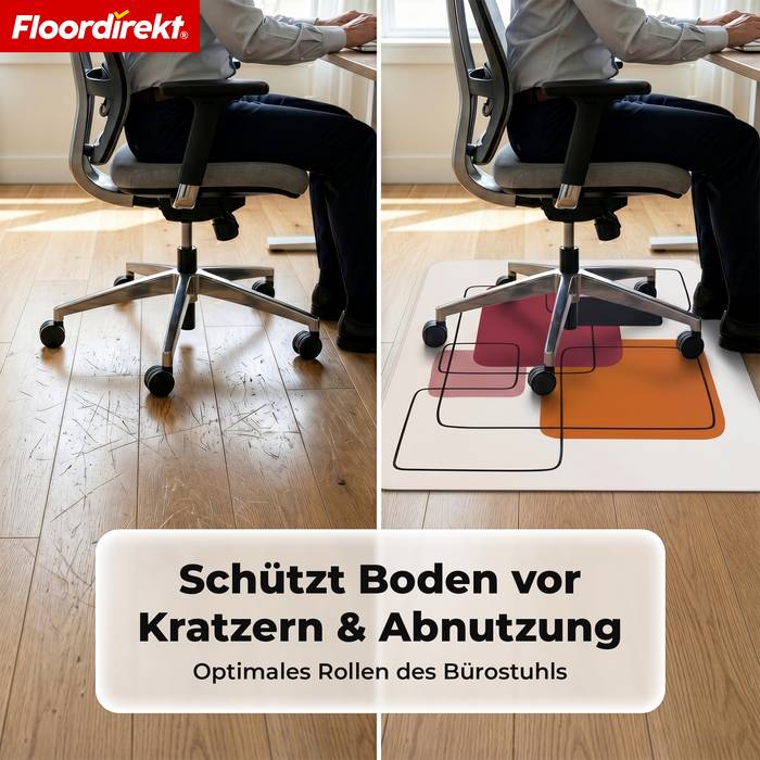 FLOORDIREKT Design Bodenschutzmatte Loft - Strapazierfähige Bürostuhlunterlage aus Spezial PVC - 80 x 118 cm