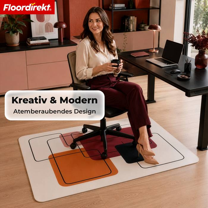 FLOORDIREKT Design Bodenschutzmatte Loft - Strapazierfähige Bürostuhlunterlage aus Spezial PVC - 80 x 118 cm