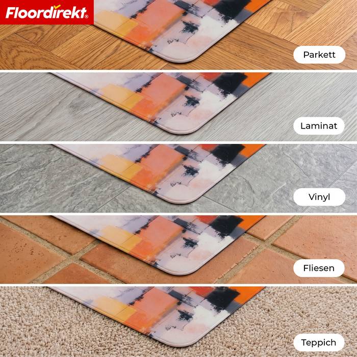 FLOORDIREKT Design Bodenschutzmatte Havanna - Strapazierfähige Bürostuhlunterlage aus Spezial PVC - 80 x 118 cm